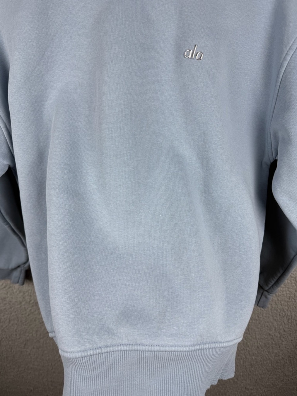 alo Accolade Crew Neck Blue Pullover Sz L (FLAWS) - Picture 11 of 16